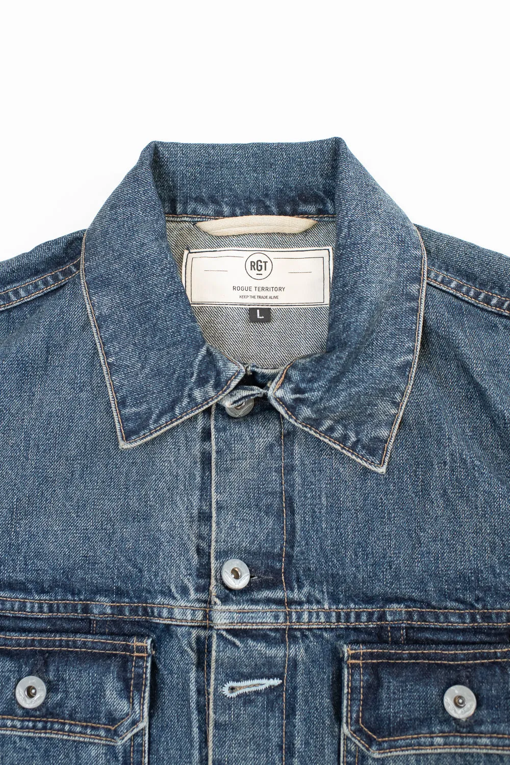 15oz - Medium Vintaged Wash Selvedge Denim Cruiser Jacket - Indigo