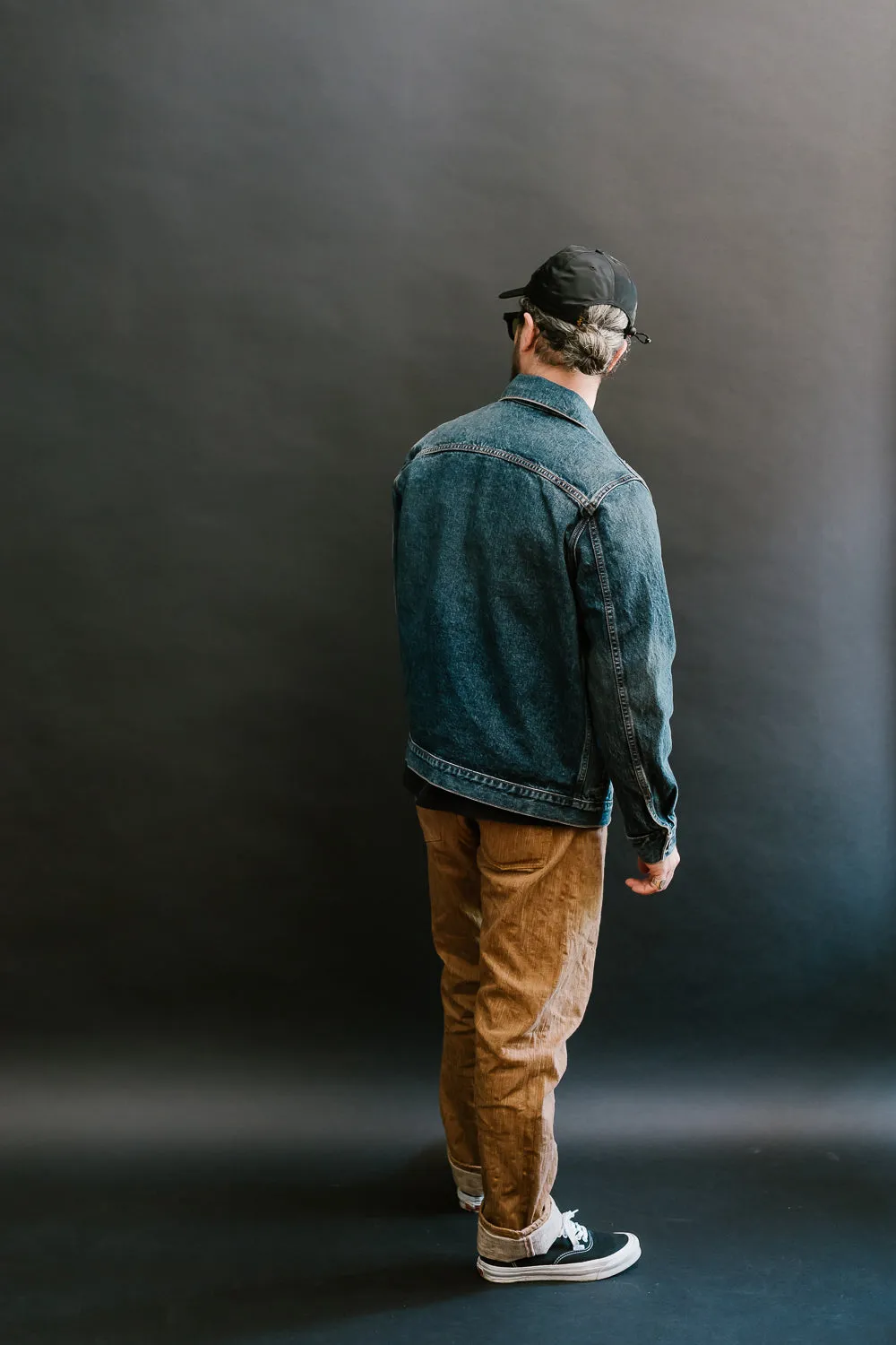 15oz - Medium Vintaged Wash Selvedge Denim Cruiser Jacket - Indigo