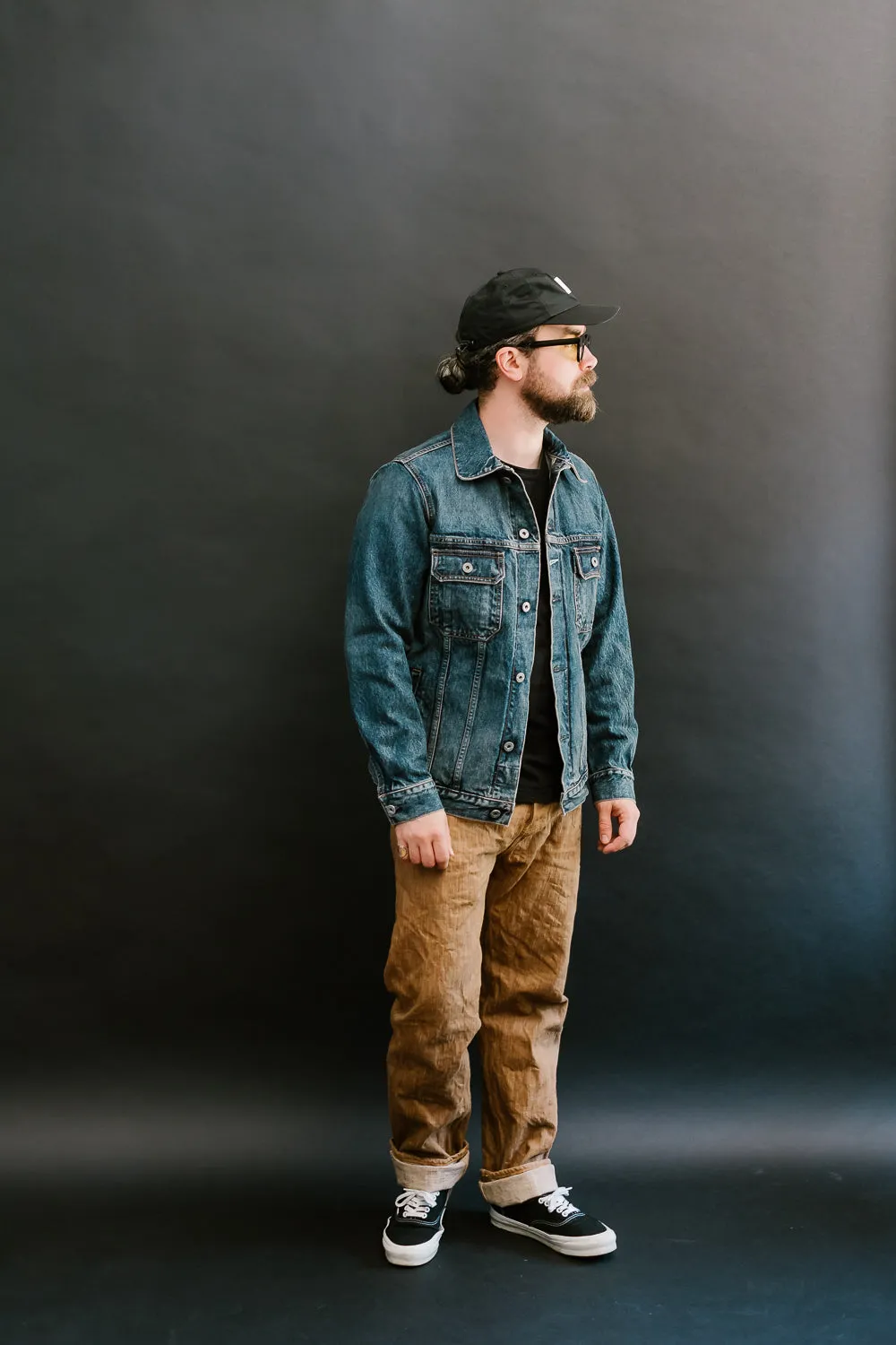 15oz - Medium Vintaged Wash Selvedge Denim Cruiser Jacket - Indigo