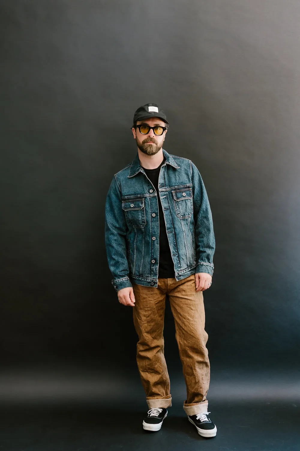 15oz - Medium Vintaged Wash Selvedge Denim Cruiser Jacket - Indigo