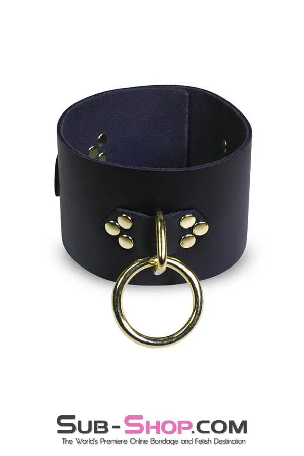 1651A  Gold Standard Deluxe Black Leather Bondage Posture Collar