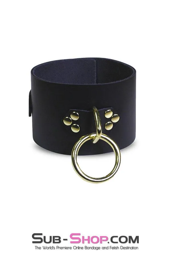 1651A  Gold Standard Deluxe Black Leather Bondage Posture Collar