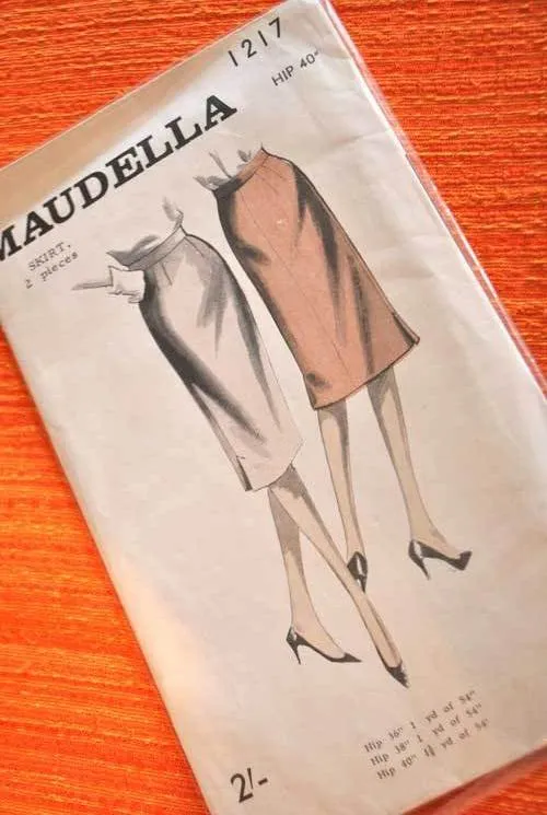 1950s Vintage Pencil Skirt Maudella Dressmaking Pattern 1217