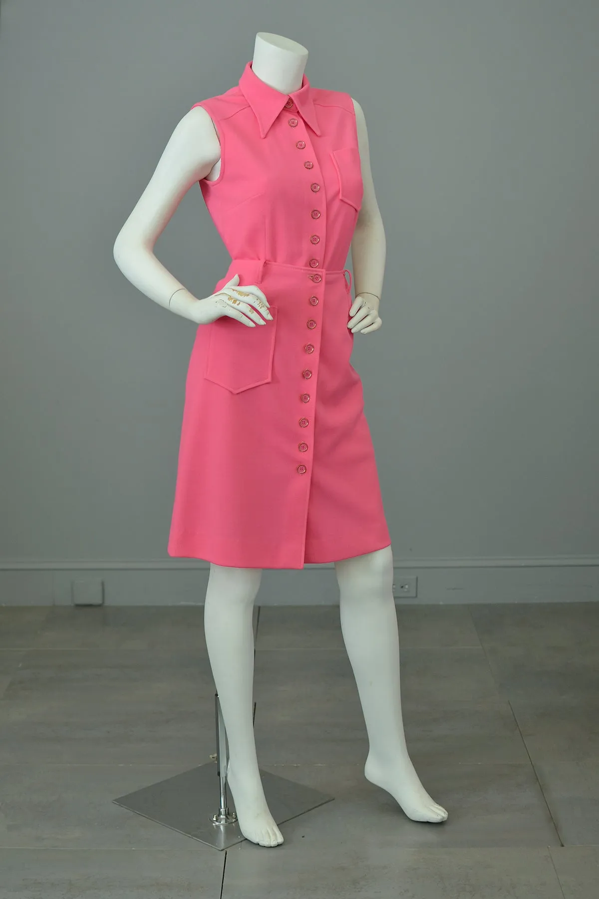 1970s Barbie Hot Pink Romper and Matching Skirt Two Piece Set