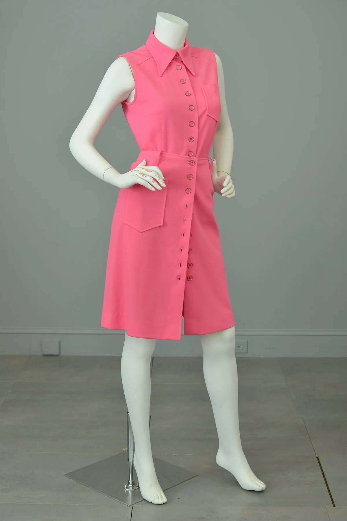 1970s Barbie Hot Pink Romper and Matching Skirt Two Piece Set