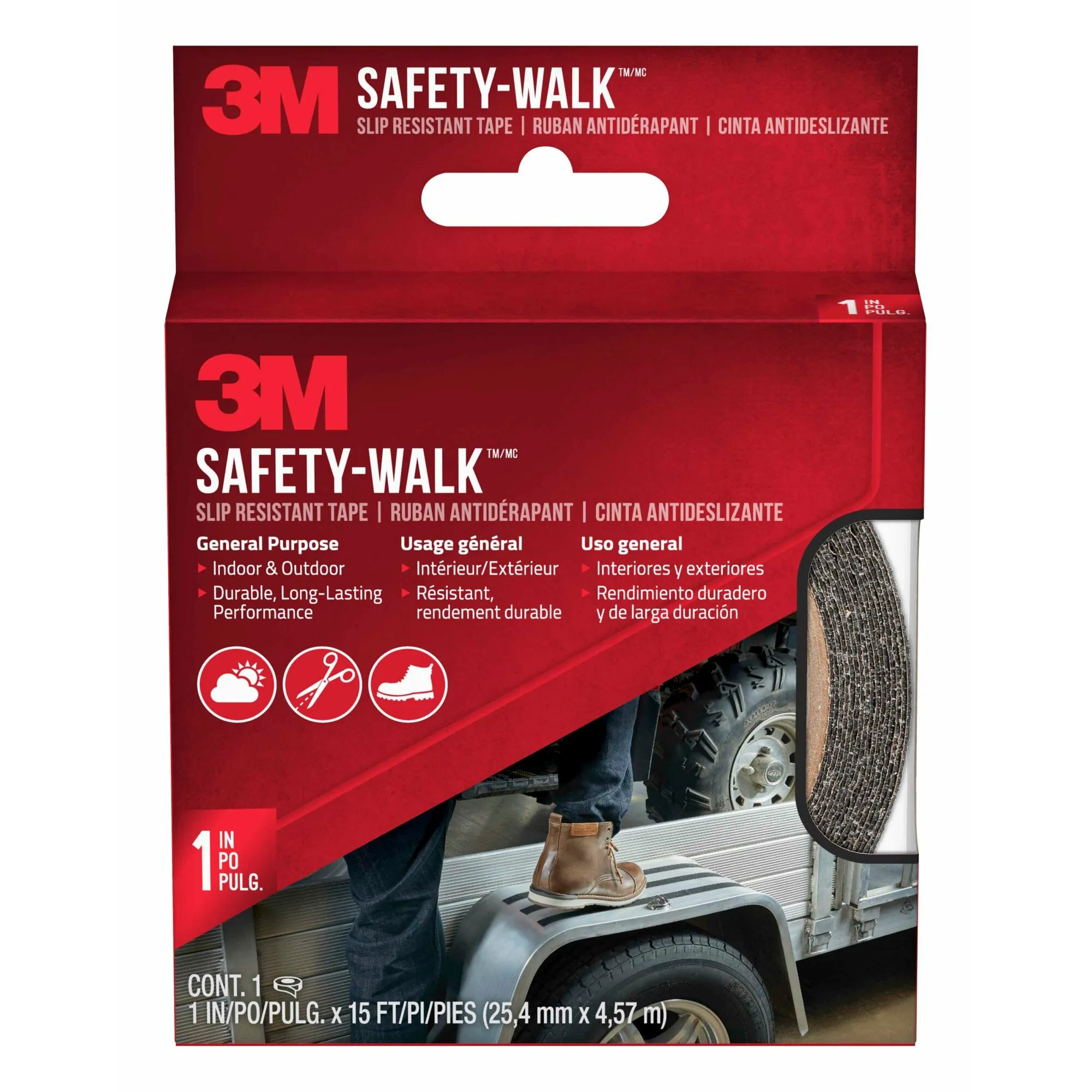 3M Safety-Walk Slip Resistant Tape, 610B-R1X180, 1 in x 15 ft, Black