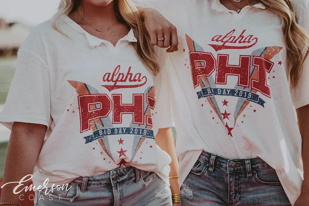 Alpha Phi Retro Bid Day Henley