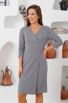 Angelino gray pancakes half arm big size evening dress dress