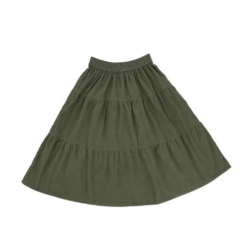 AO76 FOREST GREEN TIERED SKIRT [Final Sale]