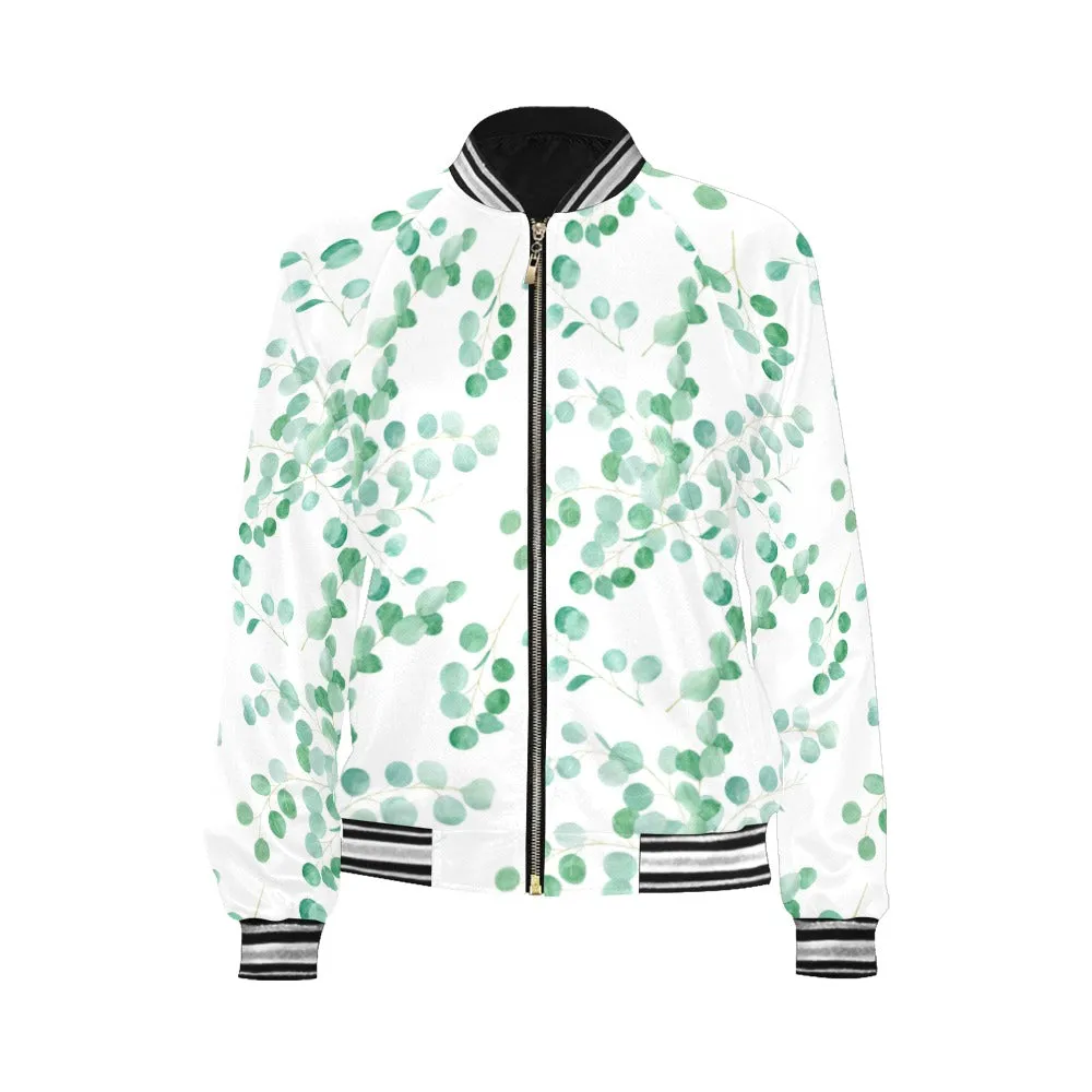 Australian Eucalyptus Leaves Bomber Jacket for Women