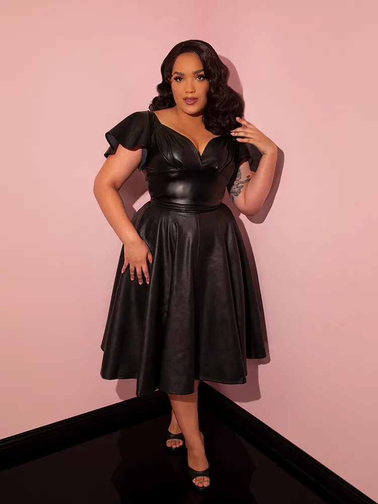 Bad Girl Circle Skirt in Vegan Leather - Vixen by Micheline Pitt