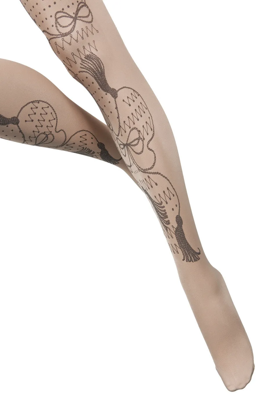 BEBAROQUE TAFFEY Printed Nude Black Tights