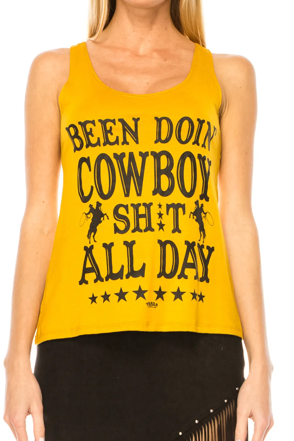 BEEN DOIN' COWBOY SH*T ALL DAY YELLOW TANK TOP