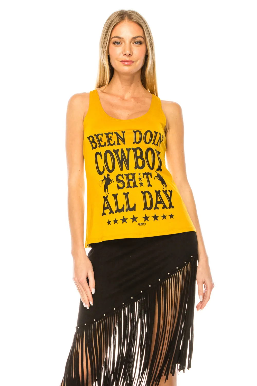 BEEN DOIN' COWBOY SH*T ALL DAY YELLOW TANK TOP