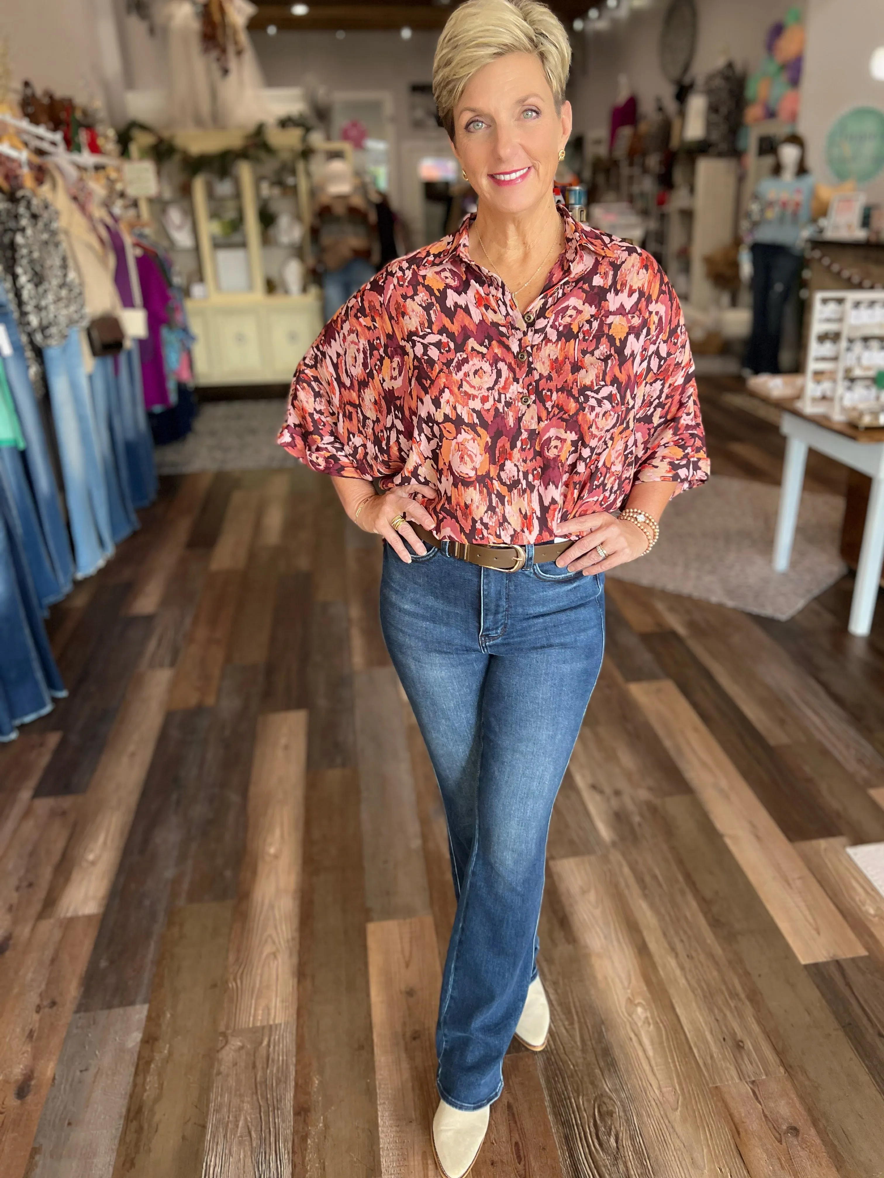 Belong To Each Other Watercolor Floral Print Top in Regular and Curvy