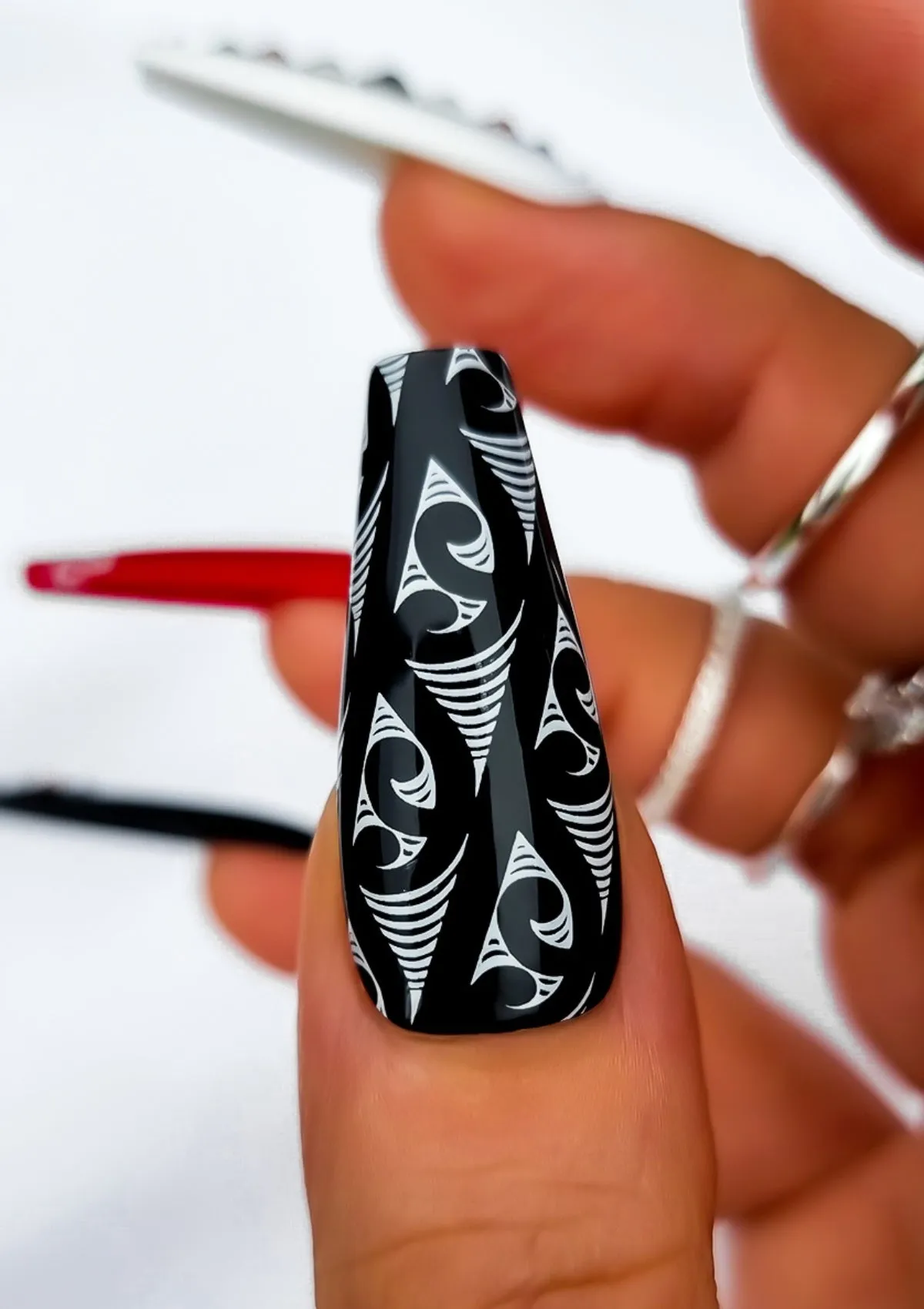 Black & White Nail Transfer Tattoos