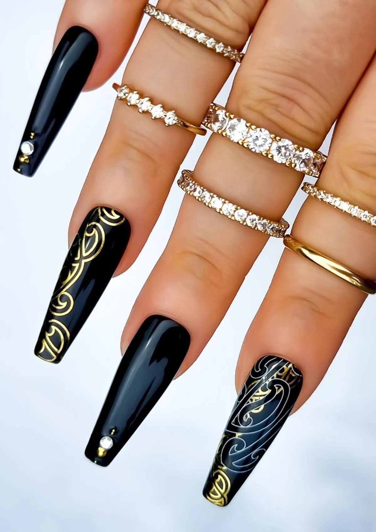 Black & White Nail Transfer Tattoos