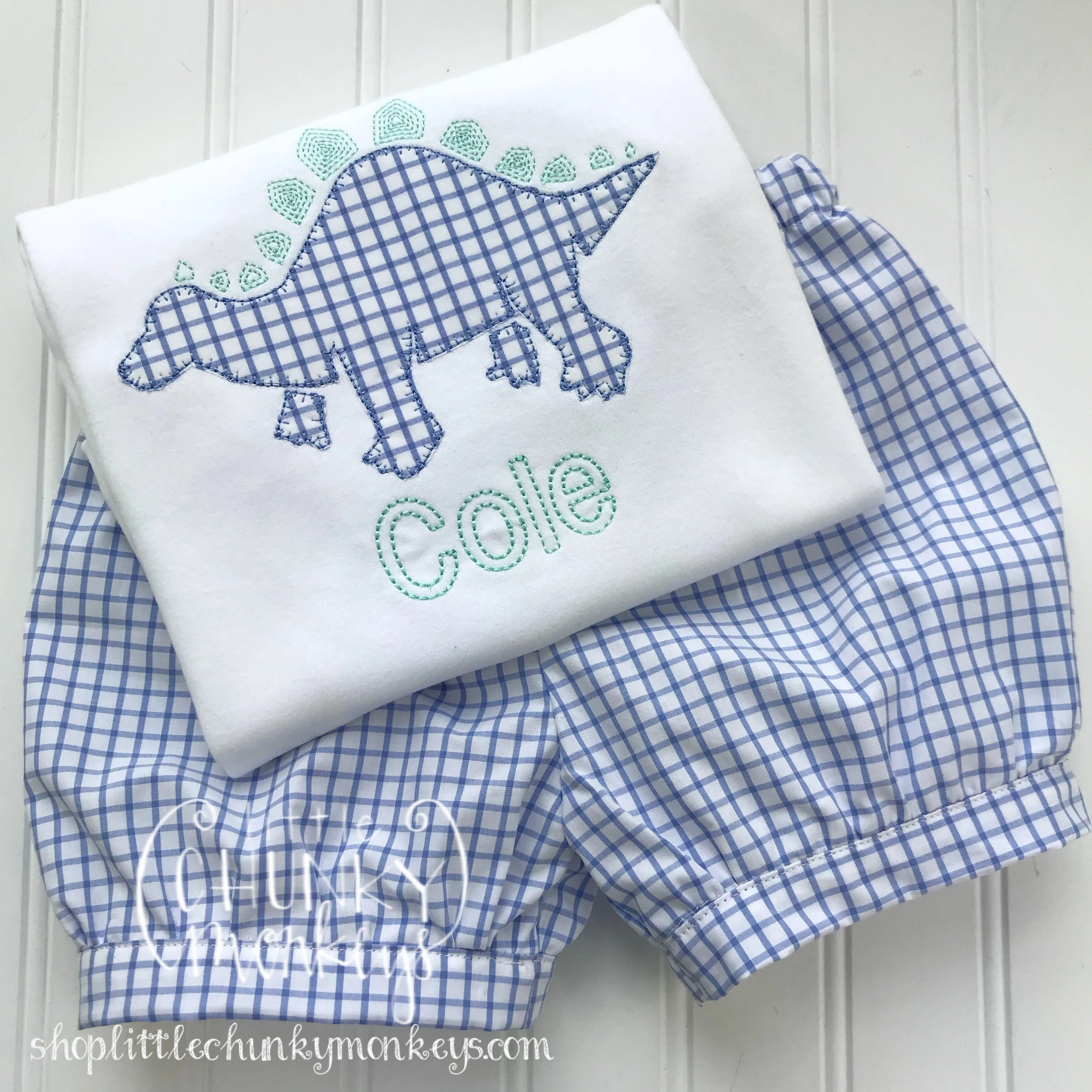 Boy Shirt - Blue and Mint Dino Shirt