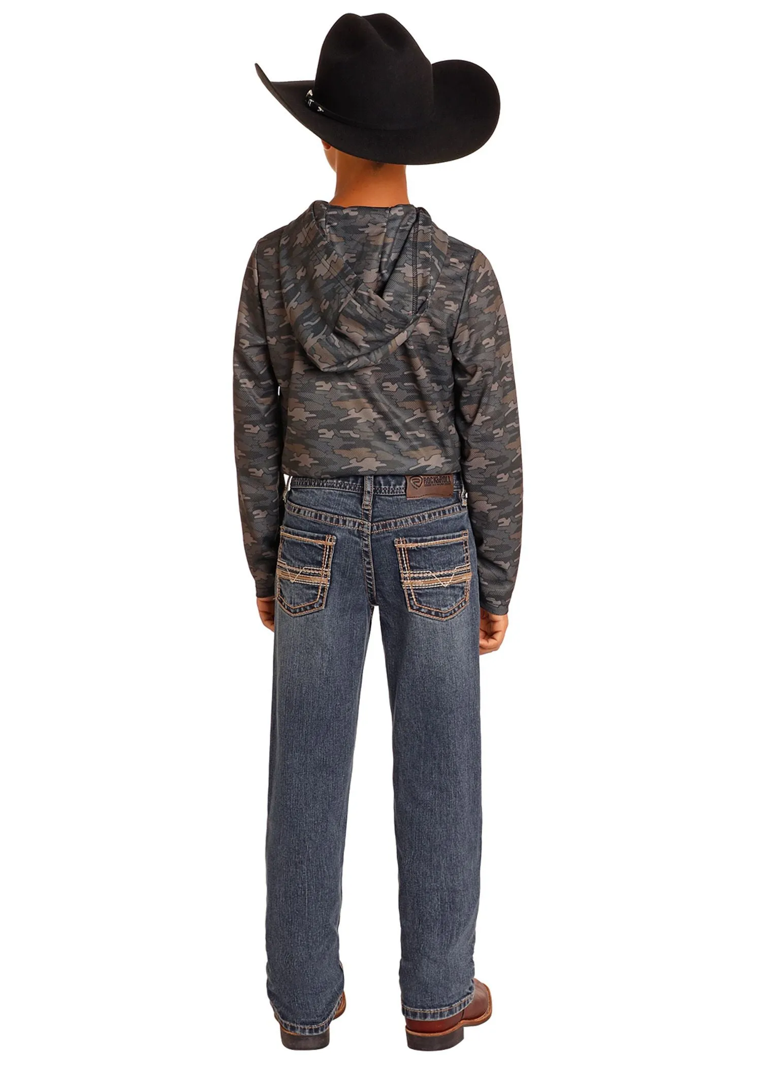 Boy's Rock & Roll Ladder Stitch Embroidered Revolver Jean