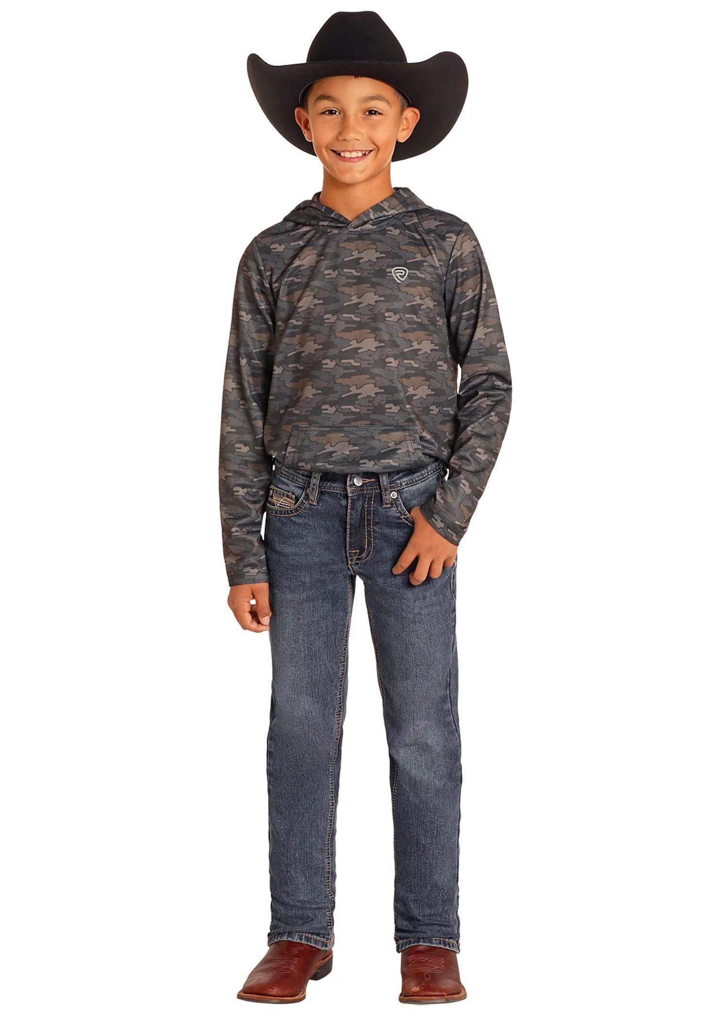 Boy's Rock & Roll Ladder Stitch Embroidered Revolver Jean