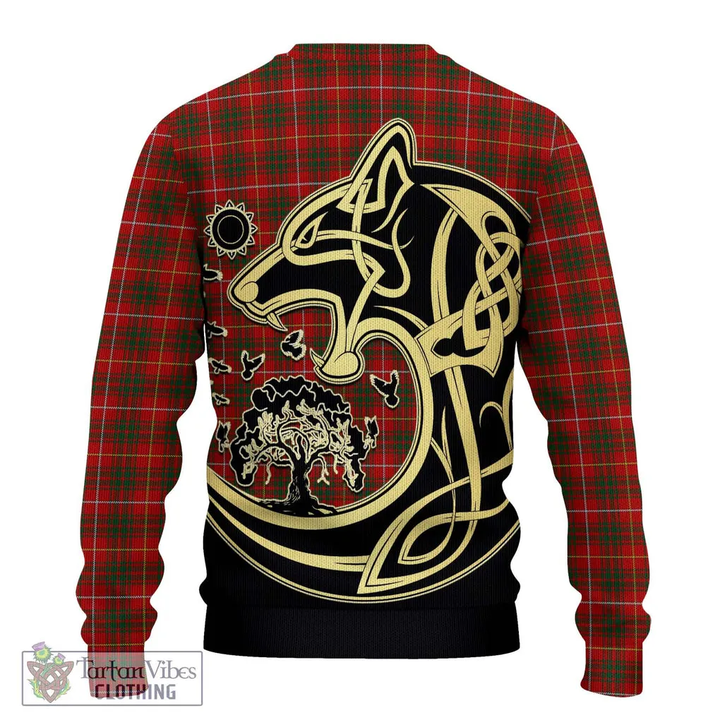 Bruce Tartan Ugly Sweater with Family Crest Celtic Wolf Style