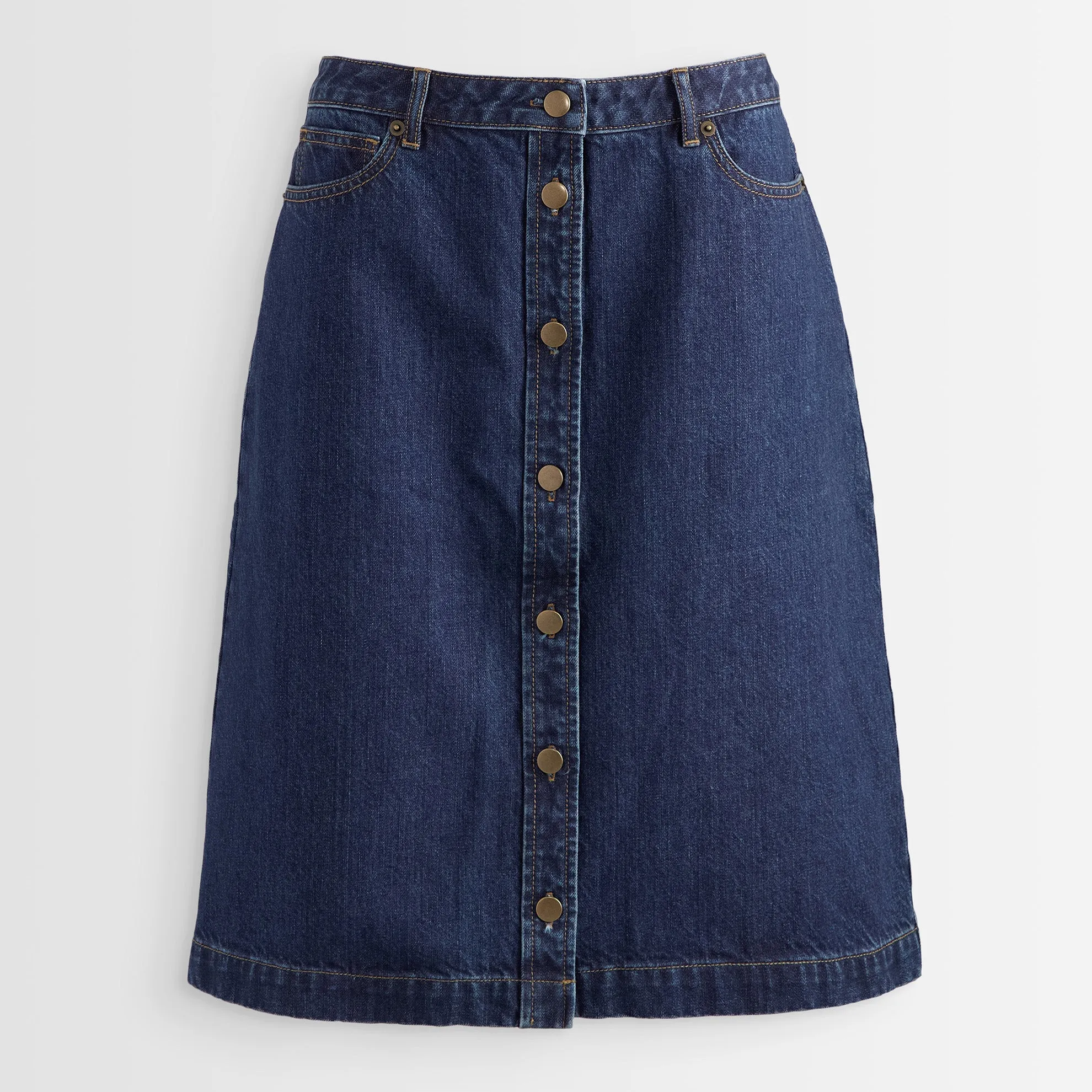 Button Front Denim Skirt