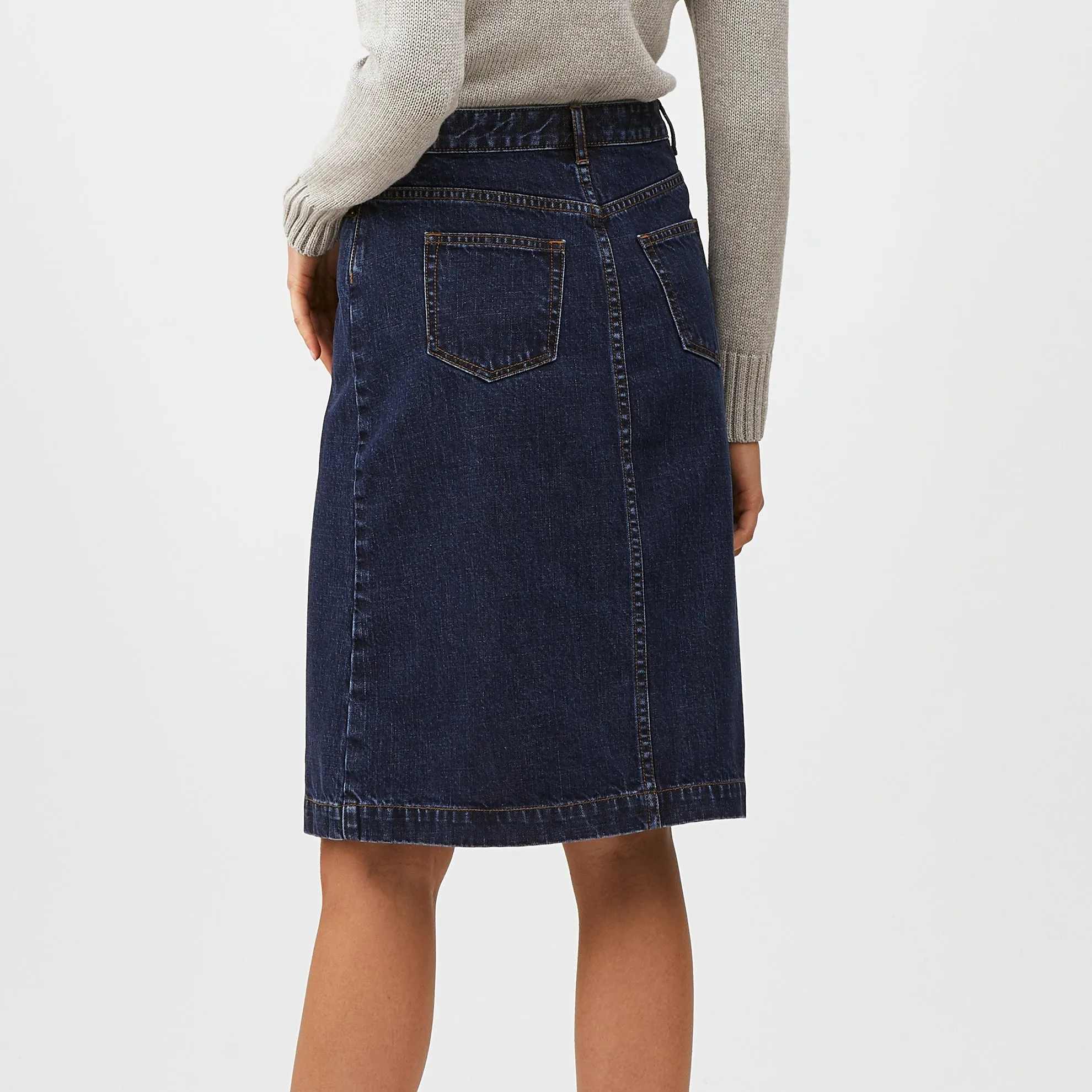 Button Front Denim Skirt