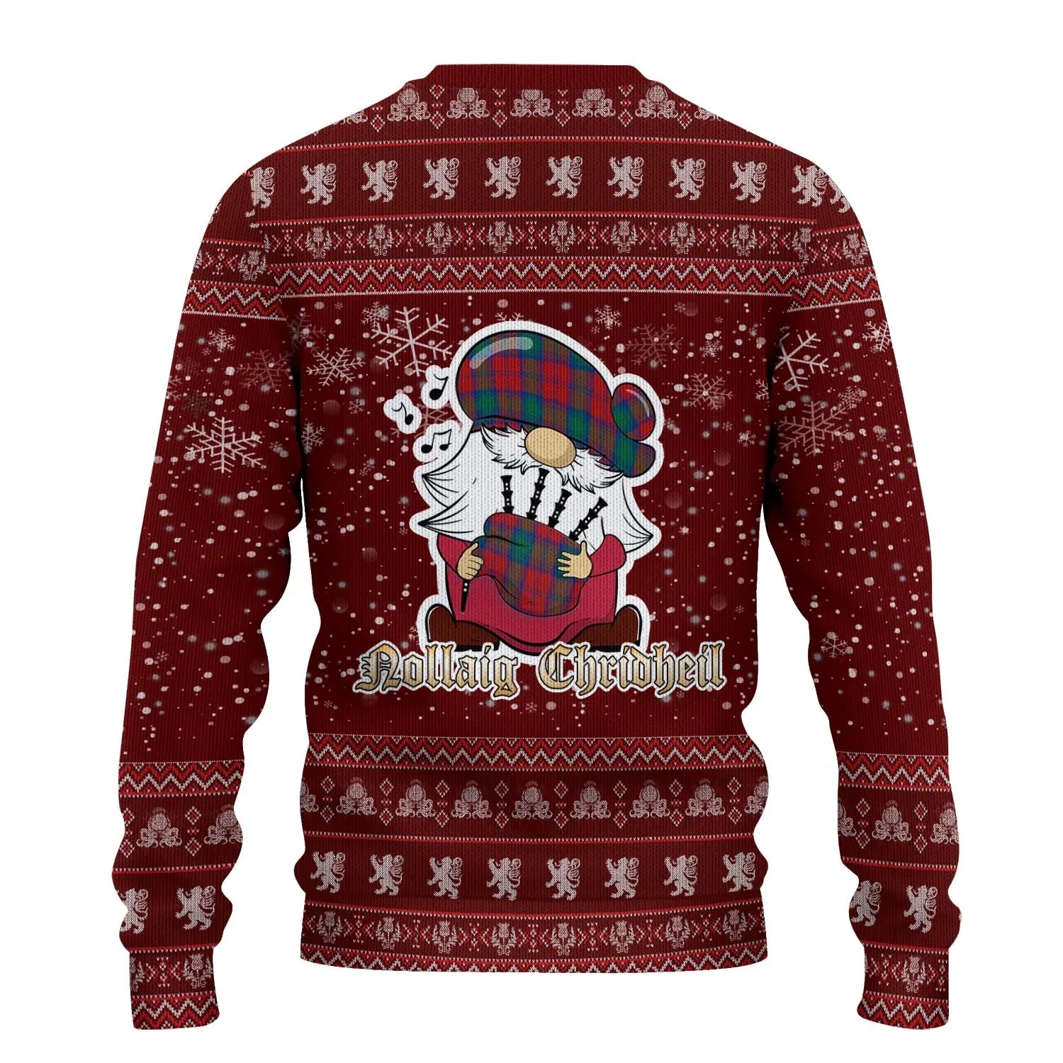 Byres (Byses) Clan Christmas Family Ugly Sweater with Funny Gnome Playing Bagpipes