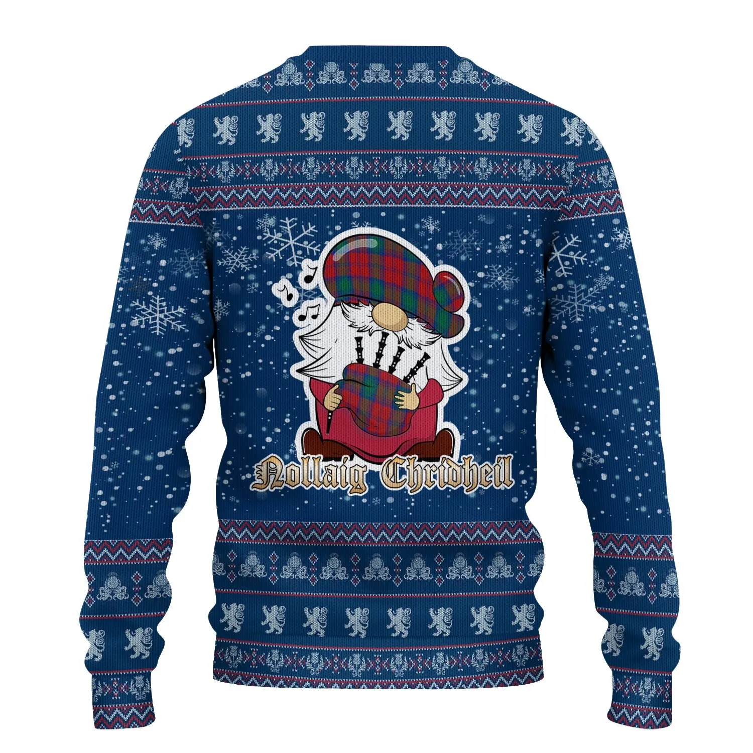 Byres (Byses) Clan Christmas Family Ugly Sweater with Funny Gnome Playing Bagpipes