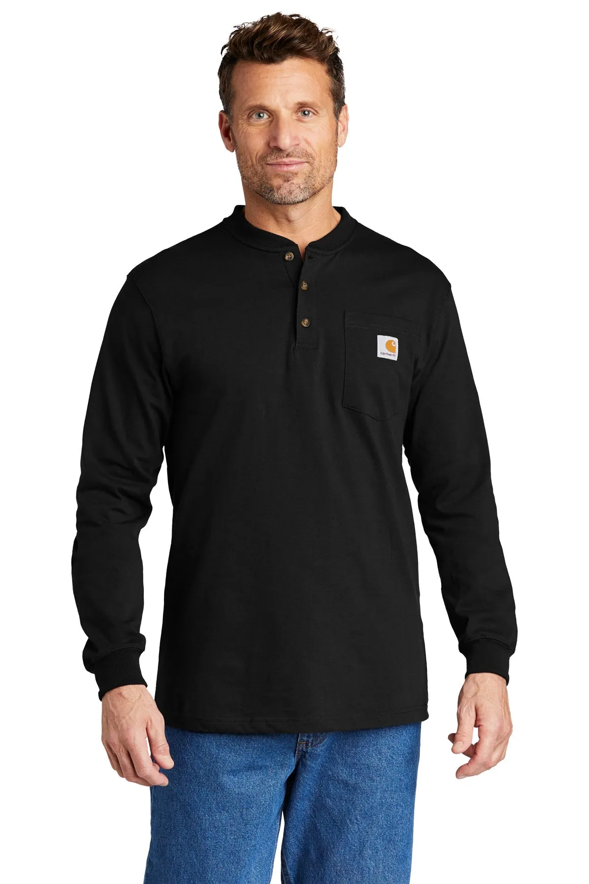 Carhartt Long Sleeve Henley Custom T-Shirts, Black