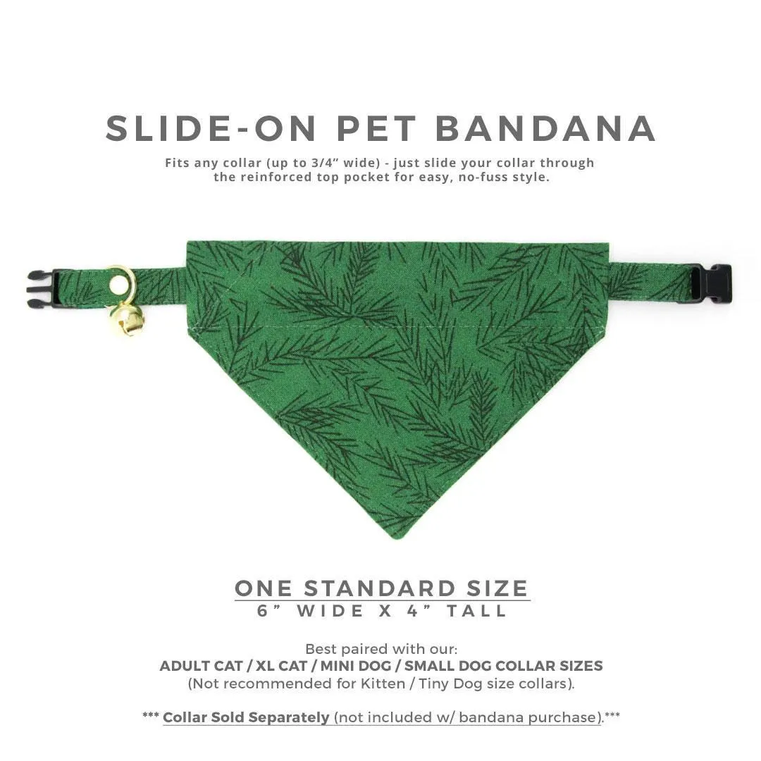 Cat Bandana - "Cedar Lodge" - Woodland Pine Forest Green Bandana for Cat   Small Dog / Christmas, Holiday, Winter, Nature / Slide-On Over the Collar Bandana