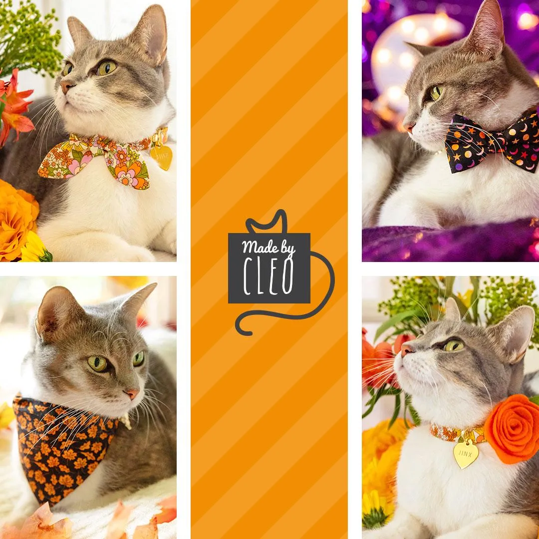 Cat Bandana - "Squirrel Bounty" - Acorn Green Bandana for Cat   Small Dog / Nature Lover, Fall, Thanksgiving / Slide-On Over the Collar Bandana