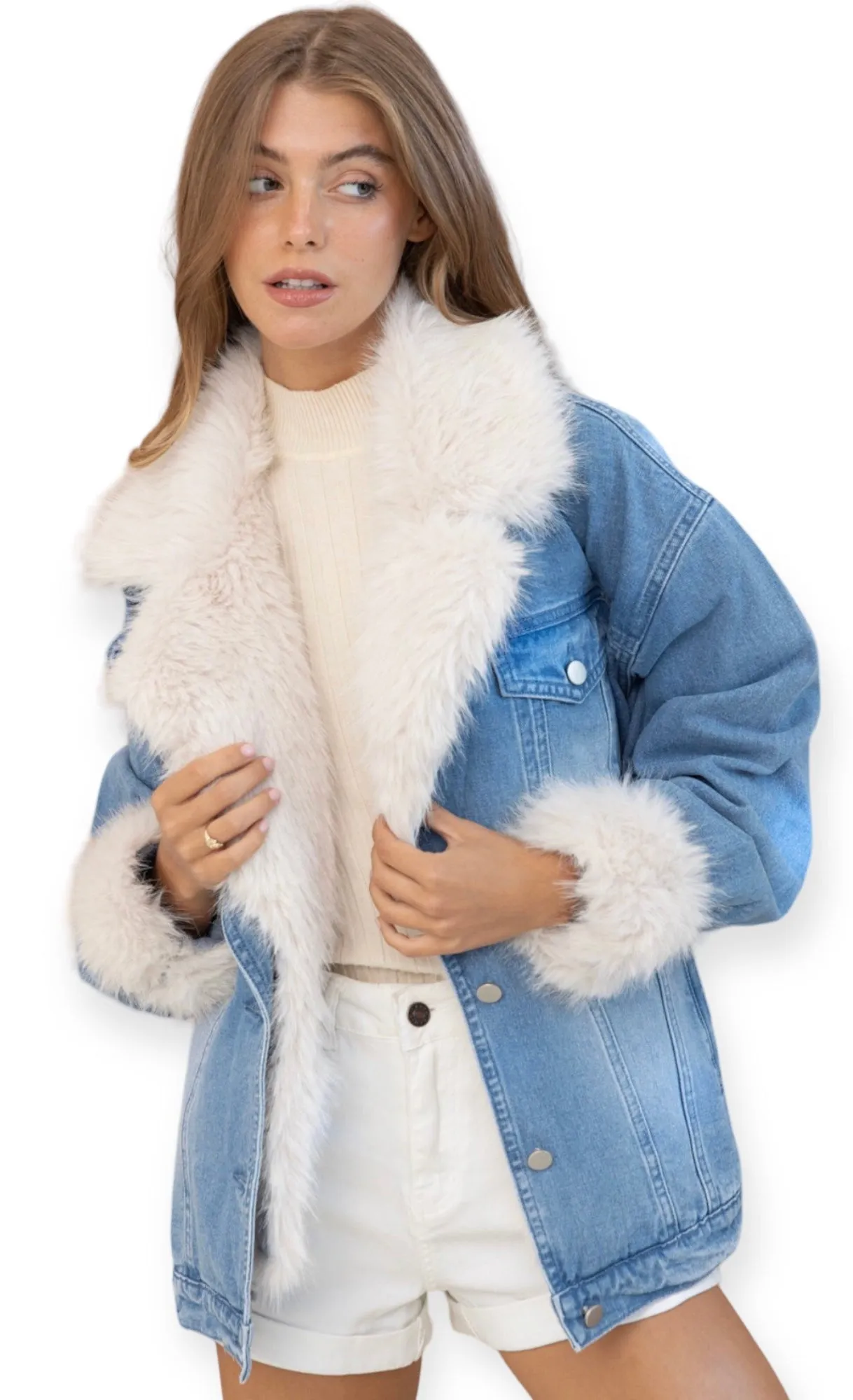 Charlotte's Oversized Fur Denim Jacket