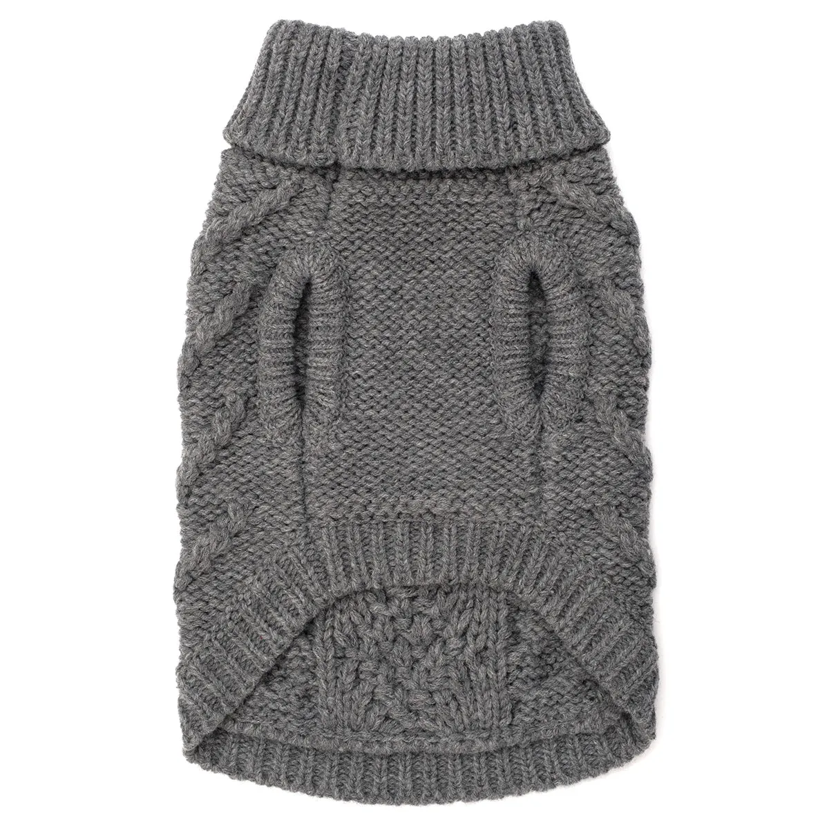 Chunky Knit Turtleneck Dog Sweater Grey