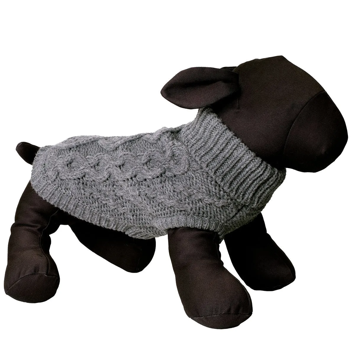 Chunky Knit Turtleneck Dog Sweater Grey