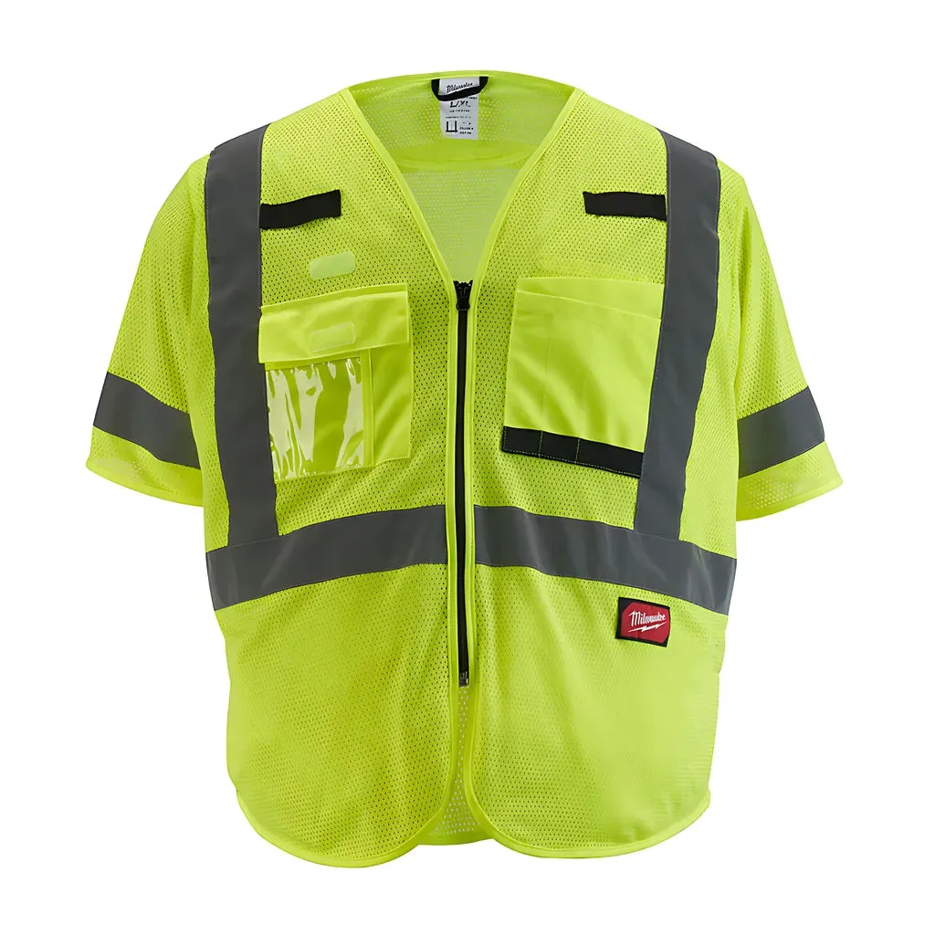 Class 3 High Visibility Yellow Mesh Safety Vest - L/XL