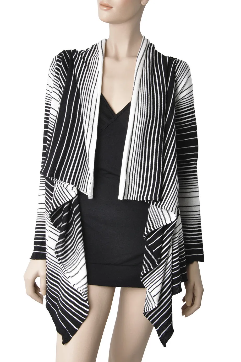 CLUBE BOSSA STRIPPED Black & White Cardigan