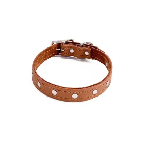 Colima Classic Studded Leather Dog Collar Hazelnut