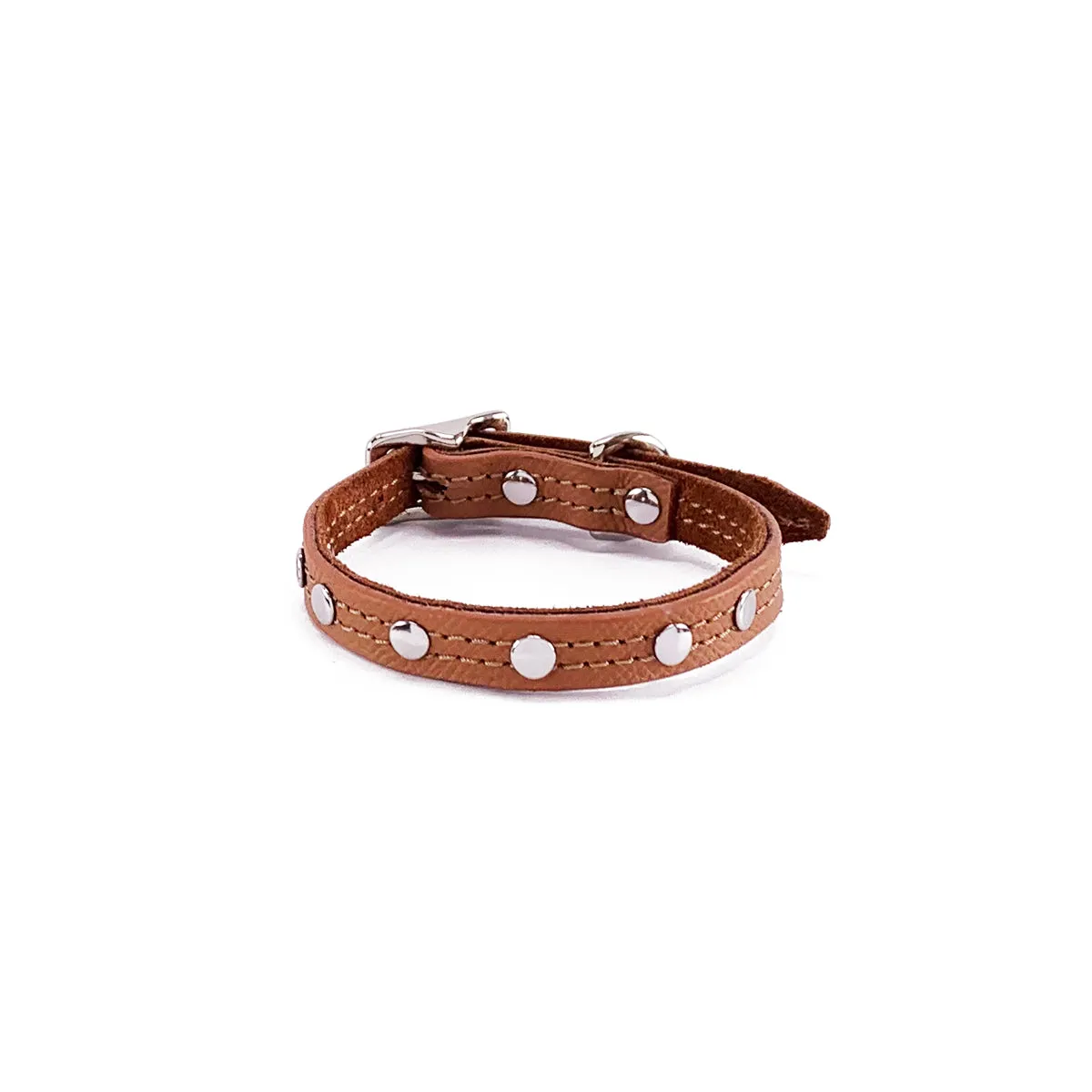 Colima Classic Studded Leather Dog Collar Hazelnut