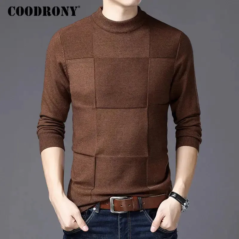 COODRONY Men's Winter Christmas Sweater Men Pullover Men Cashmere Turtleneck Pull