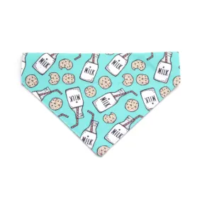 Cookie Pet Bandana - "Cookies and Milk - Mint" - Bandana for Cat Collar or Small Dog Collar / Slide-on Bandana / Over-the-Collar (One Size)