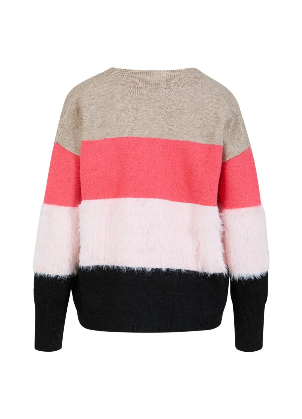 COSTER Colourblock Knit with Furry Sleeves in Multi