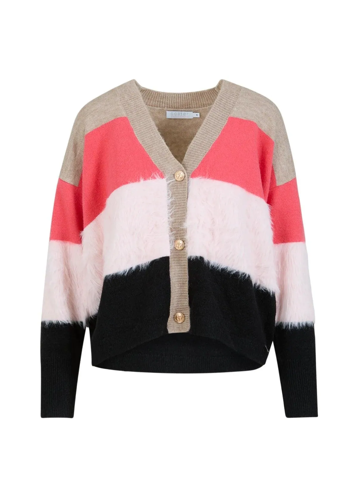 COSTER Colourblock Knit with Furry Sleeves in Multi