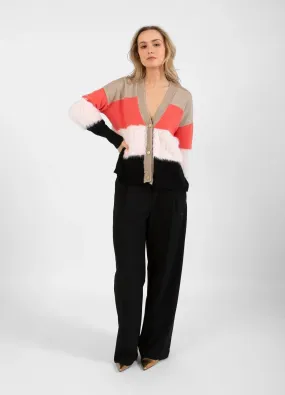 COSTER Colourblock Knit with Furry Sleeves in Multi