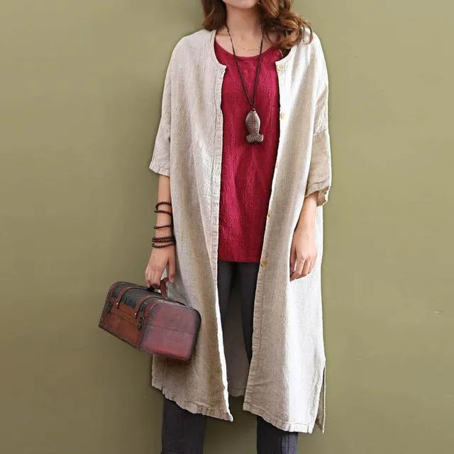 Cotton Linen Beige Cardigan  | Zen