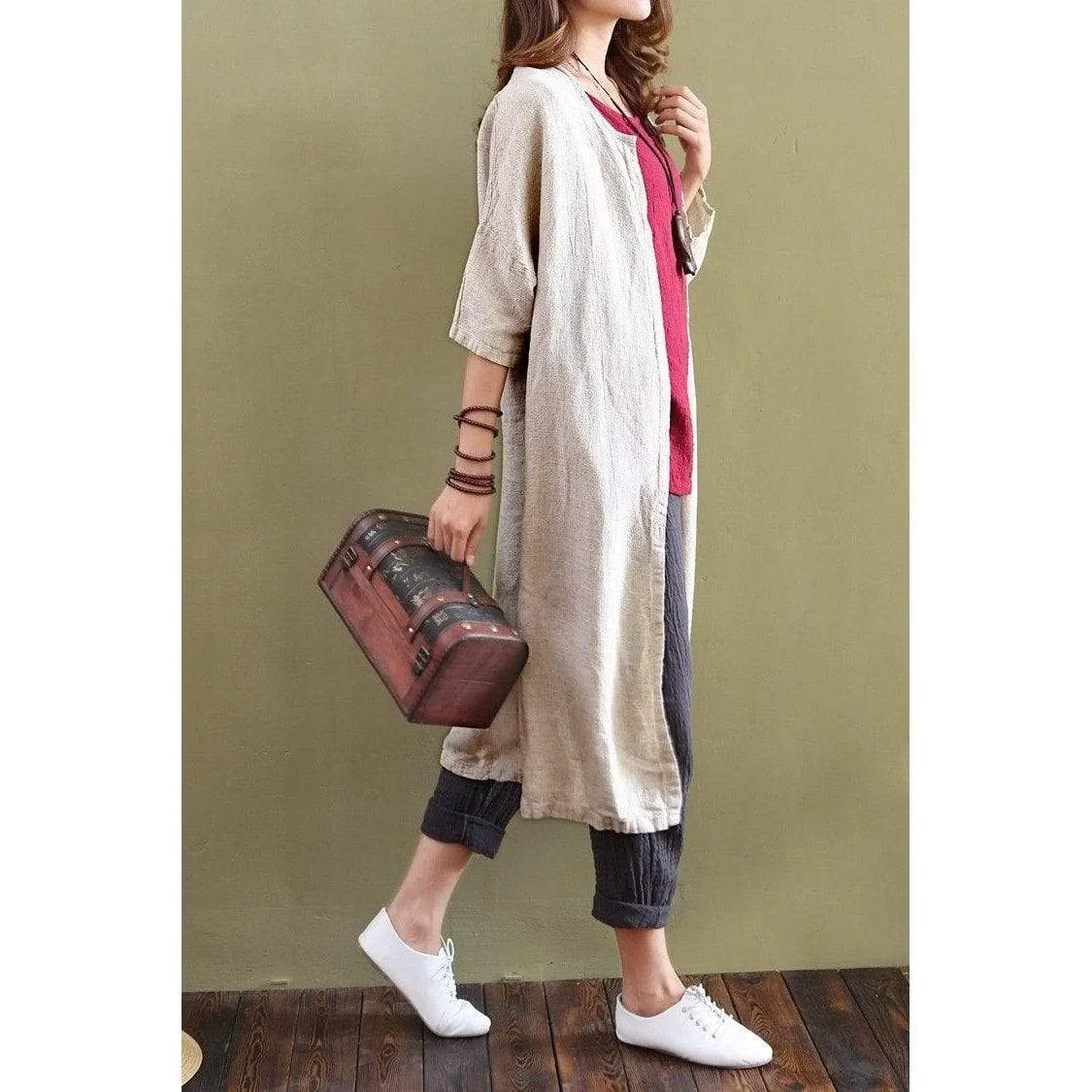 Cotton Linen Beige Cardigan  | Zen