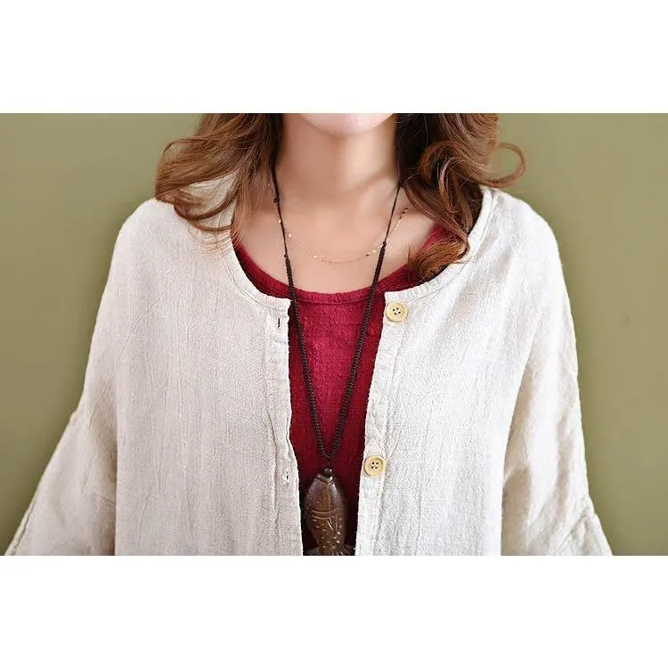 Cotton Linen Beige Cardigan  | Zen