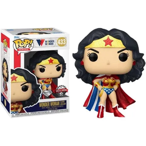 DC 80th Anniversary : Wonder Woman Classic with Cape Diamond Glitter #433 Pop Vinyl Funko Exclusive