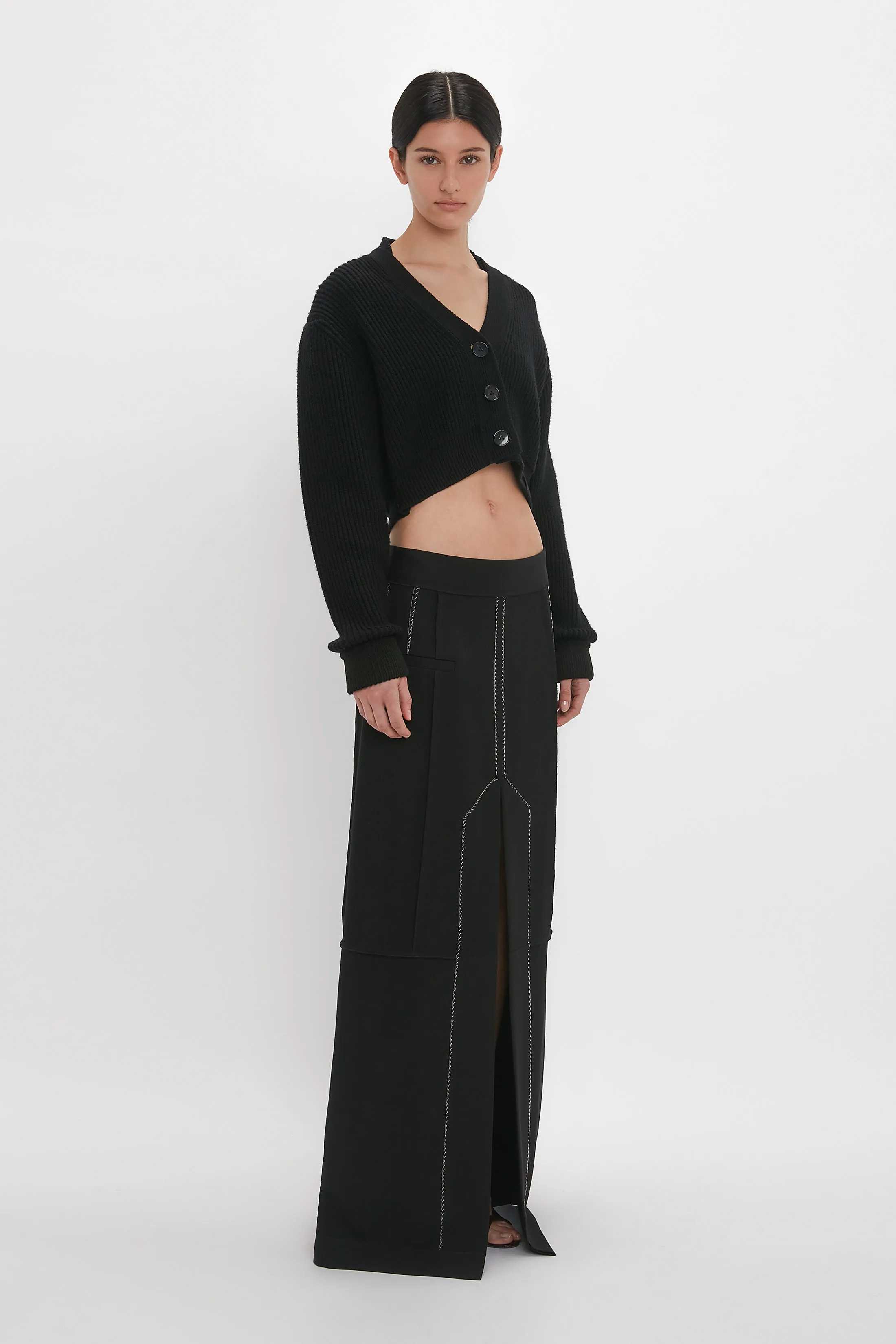 Deconstructed Floor-Length Skirt In Black