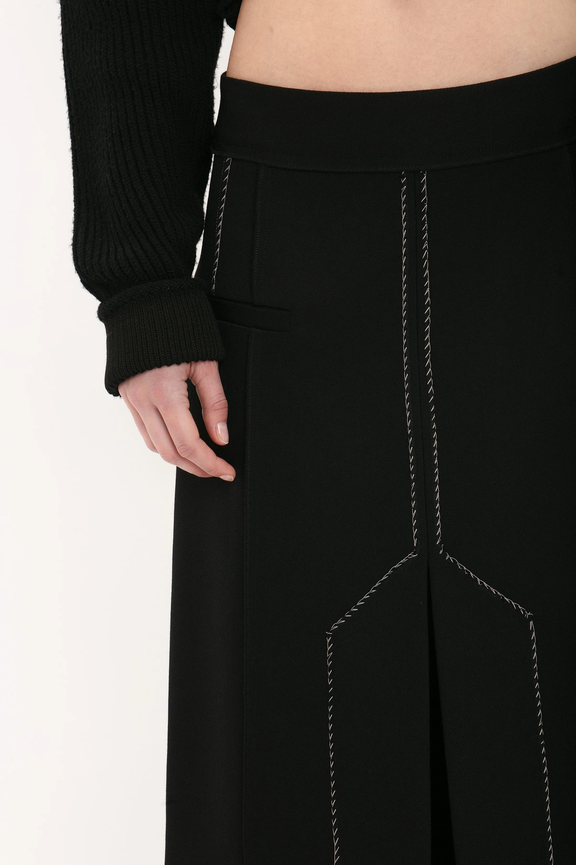 Deconstructed Floor-Length Skirt In Black